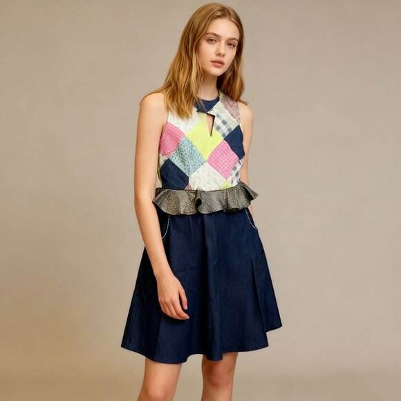 NWT Celia B Women´s Denim Sleeveless Ruffle Dress Size...